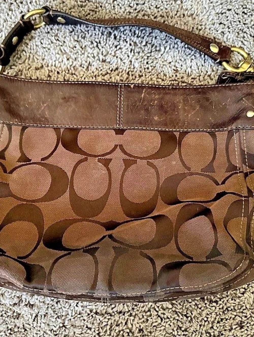 Vintage Y2K Chocoate Brown Zoe Coach Shoulder Hobo Purse with wallet.
